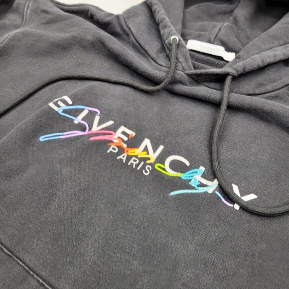 Givenchy Hoodie Mens Small Sweatshirt Sweater Pullover Embroidered Paris Rainbow - Picture 5 of 10